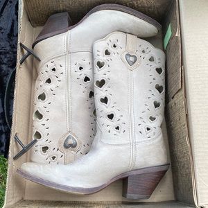 Crush Durango western boots.  Size 6.5.  Tan leather w/ hearts.